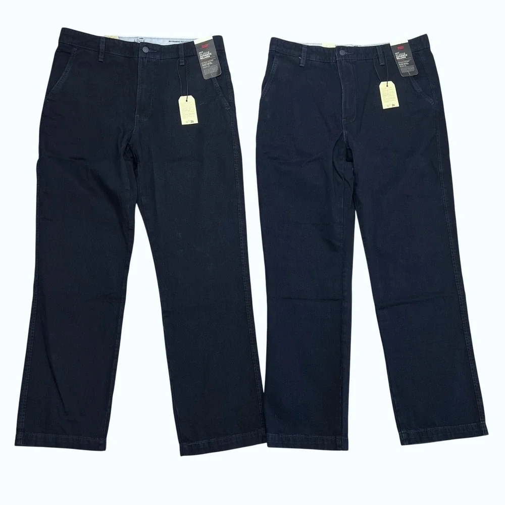 Levis XX Chino Authentic Relaxed Pants Navy Blue Mens 34x32 Straight Leg Cotton